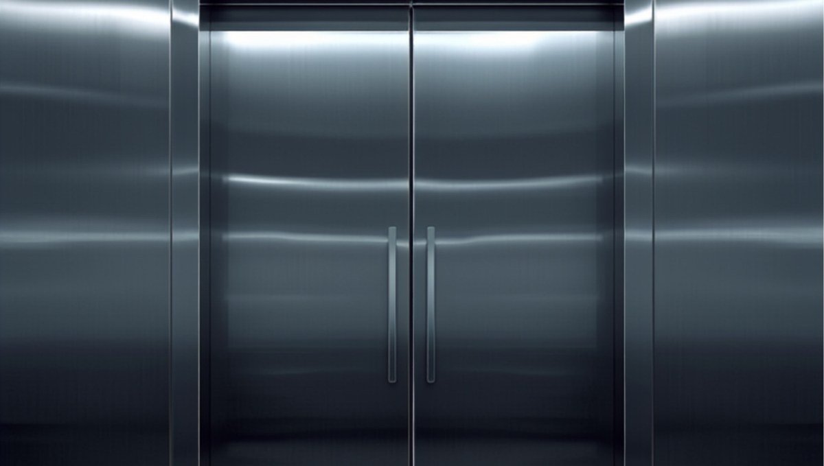 Walk-in cooler door in a commercial kitchen