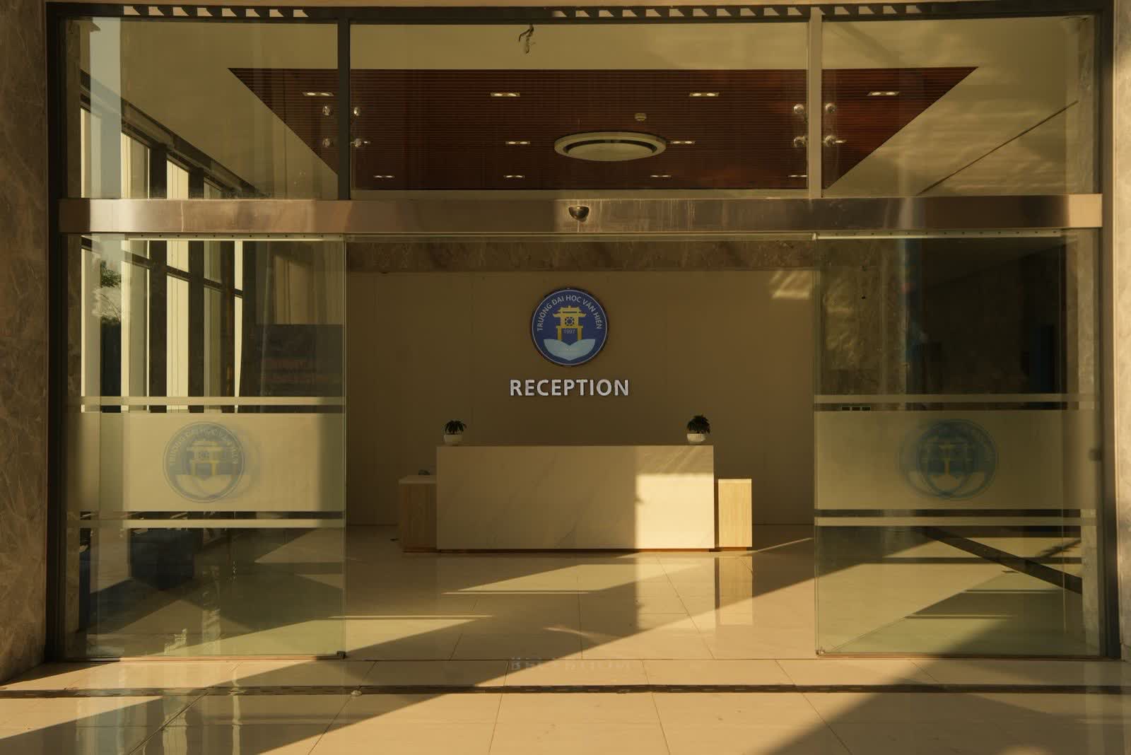 New glass entrance doors in a modern commercial lobby